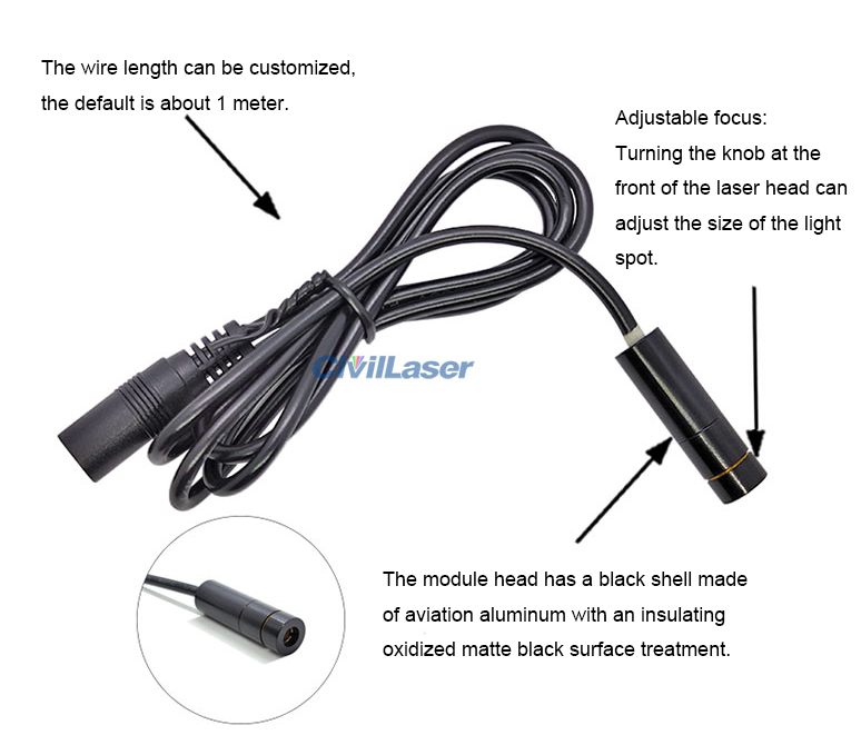 635nm 650nm 1mW~10mW Red Laser Module Focus Adjustable Line/Crosshair ...