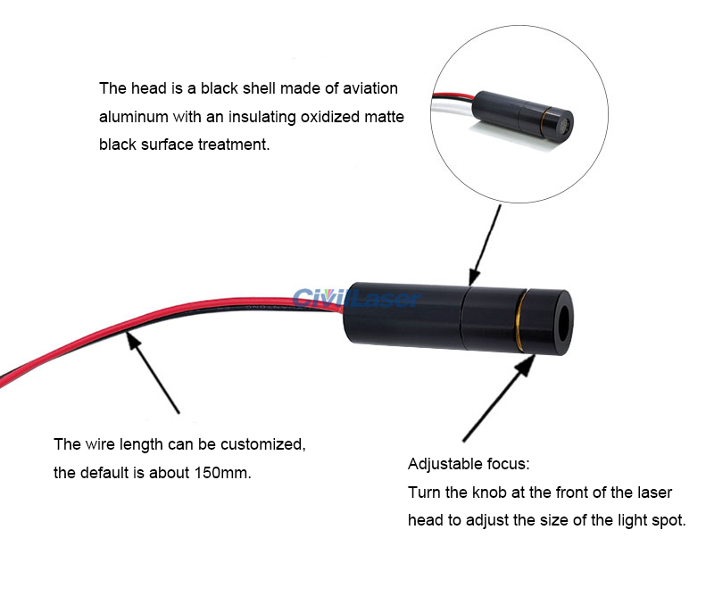 635nm 650nm 1mW 5mW Red Laser Module Dot/Line/Crosshair 12V 24V Focus ...