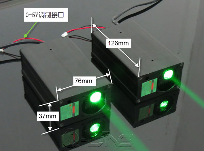 Industrial 100mW 532nm Green Fat Beam Laser Module With TTL & Fan Cooling - 12V, Model 532MD-100-FB-12-BL