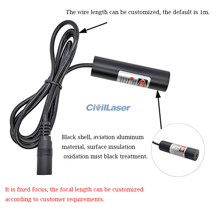 532nm 20mW~80mW Laser Diode Module Green Line Laser Positioner Φ16X60mm