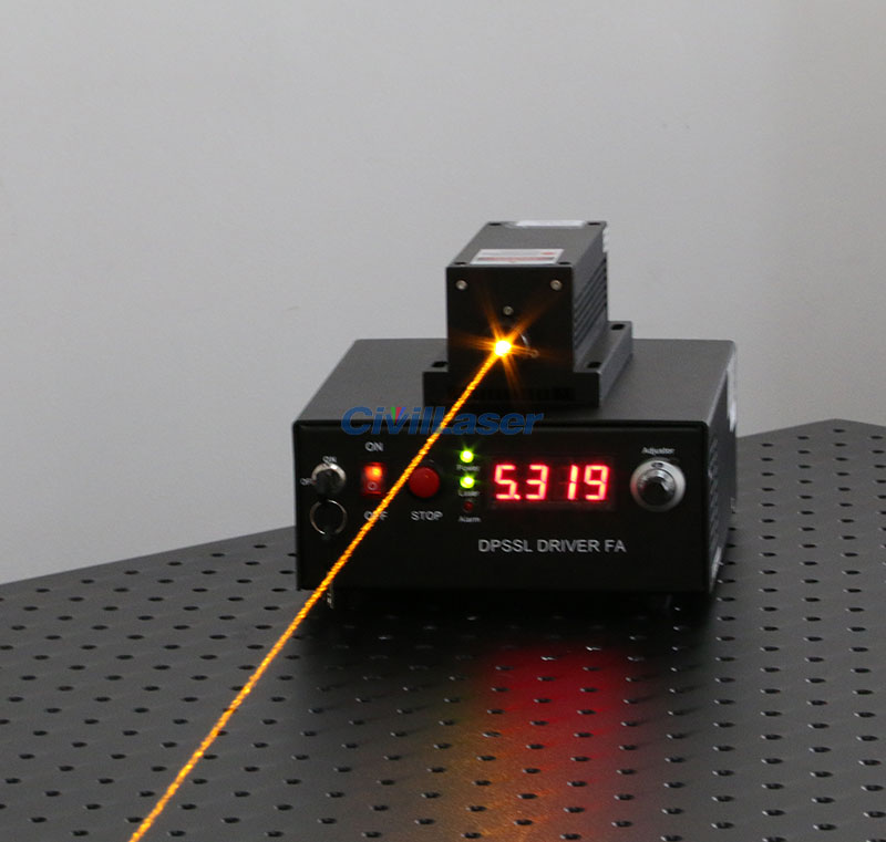 589nm dpss laser output power 200mW adjustable Yellow light source for ...