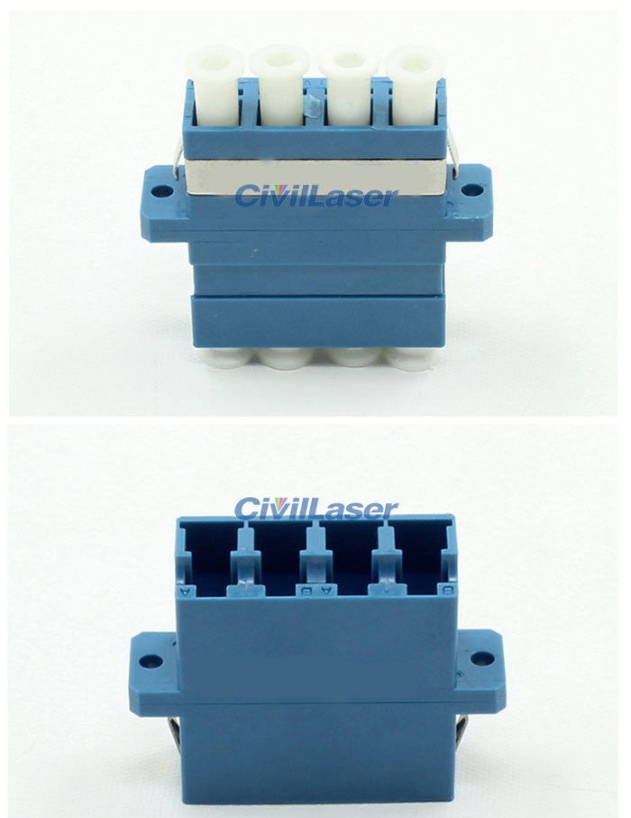 LC Single Mode Four Core Blue Plastic Fiber Optic Adapter