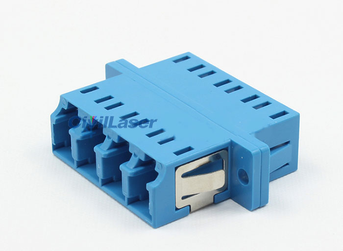 LC Plastic Fiber Optic Adapter Single Mode Four Core Blue Flange