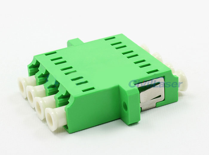 LC Integrated Type Single Mode Four Core Green Plastic Fiber Optic Adapter