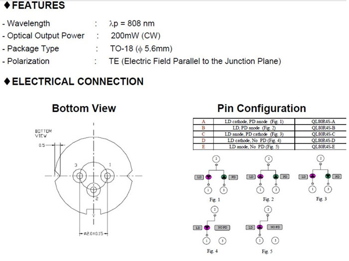 Laser Diode Pin Diagram