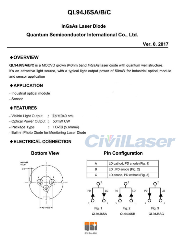 940nm 50mW Powerful Infrared Laser Module TO18 5.6mm