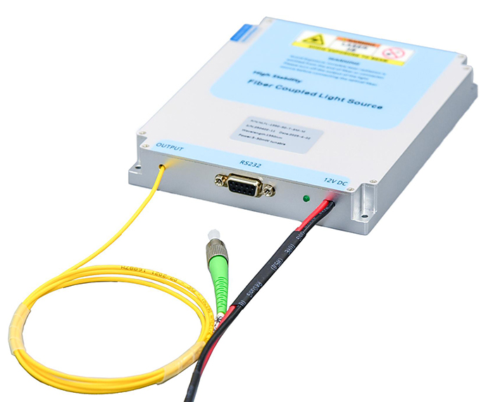 PM Laser Source Connections Fiber coupled PM laser source with an optical output cable