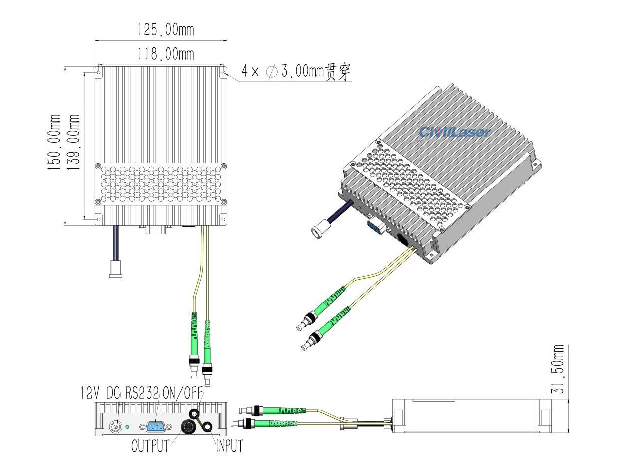 30dBm 1 Watt C-Band High Power EDFA Module type EYDFA-C-HP-BA-30-SM-M