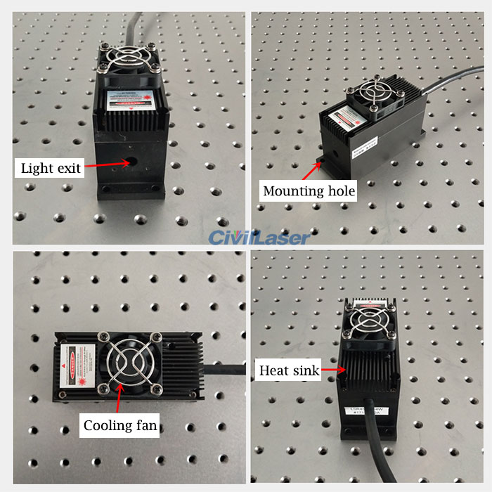 Module Laser Bleu 440nm 1W Avec Fibre Optique Et Alimentation - Neuf - Marque Q-BAIHE