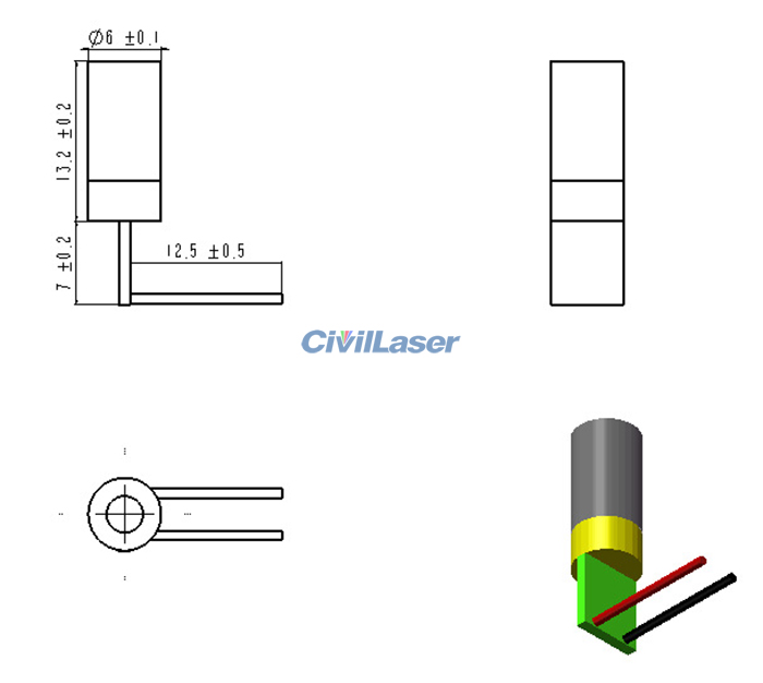 650nm 2.5mW Laser Diode Module Dot Light Source For PM2.5 Dust ...