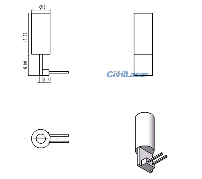 650nm 2.5mW Laser Diode Module Dot Light Source For PM2.5 Dust ...