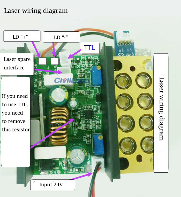LD Driver for NUBM05 NUBM08 NUBM** Blue Diode Driver Board 24V Boost Driver